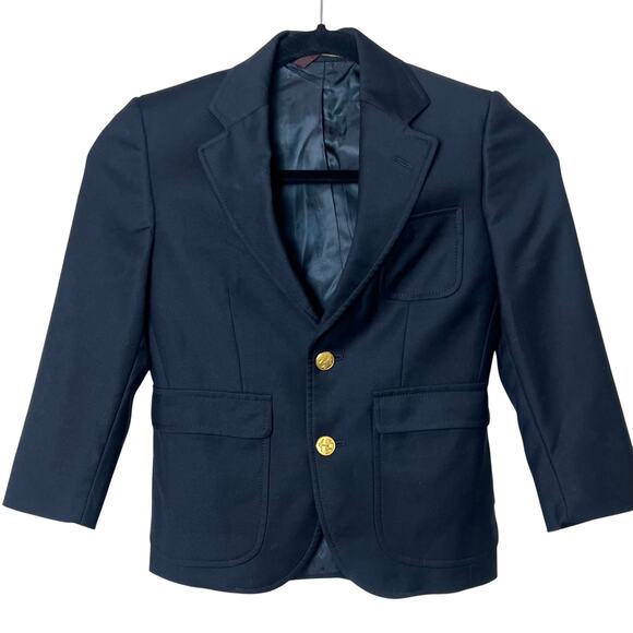 Brooks Brothers Boys 2-Button Blazer Loro Piana Super 120's Italian Wool Navy - Picture 1 of 7